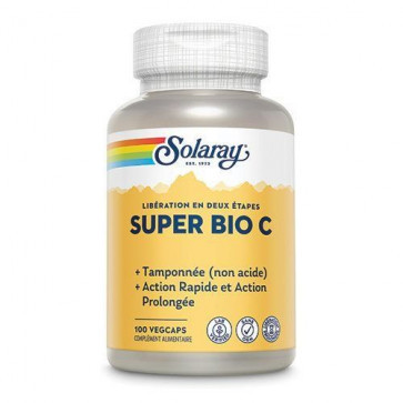 Super Bio C tamponnée Solaray-100 capsules végétales