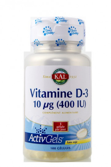 Vitamine D3 10 mcg (400 IU) Solaray 