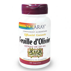 Feuille d'Olivier 250mg standardisé à 17% d'oleuropéine Solaray