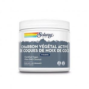 Charbon Végétal activé de coques de noix de coco (poudre) 75 g Solaray